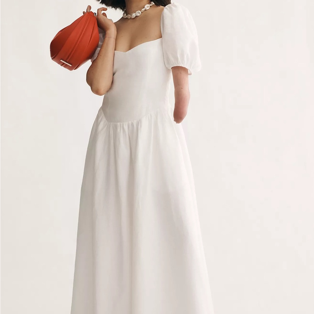 NWT Reformation Davina Midi Linen White Dress